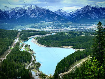 Scenic view of landscape and mountains against sky