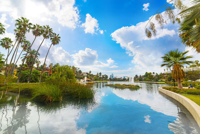 Scenic view of swimming pool against sky