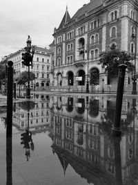 Reflection of buildings on water