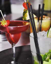 Close-up of drinks on table