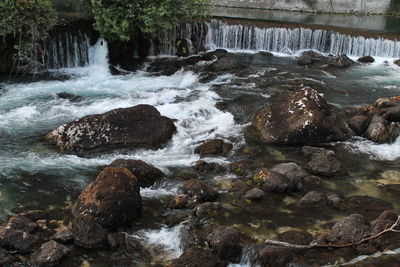 Stream flowing through rocks in forest