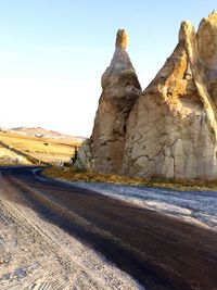 View of road against blue sky