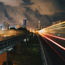 City lit up at night