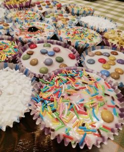 High angle view of cake on table