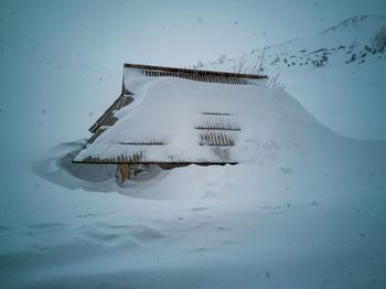 Snow covered land on field