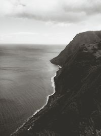 Scenic view of sea against cloudy sky