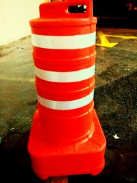 Close-up of red fire hydrant at night