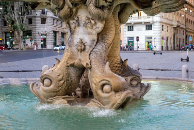 View of statue in water