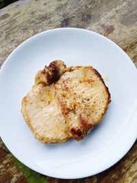 High angle view of food in plate