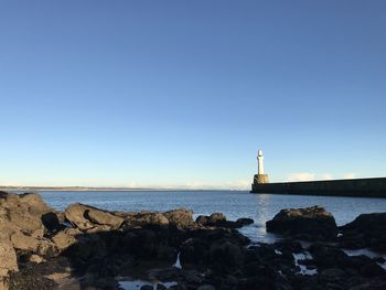 View of lighthouse at seaside