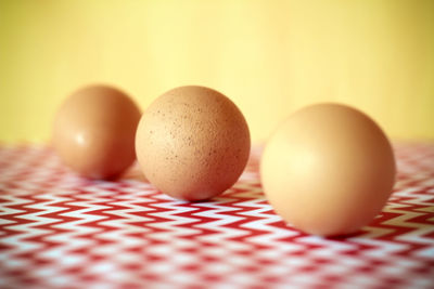 Close-up of eggs on table