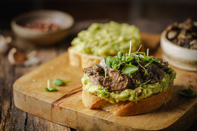 Close-up of food on cutting board