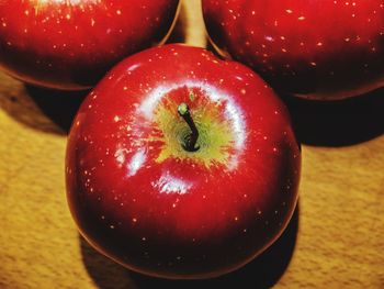 High angle view of apple on table
