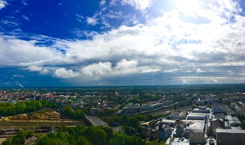 High angle view of townscape against sky