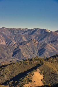 Scenic view of mountains against clear sky