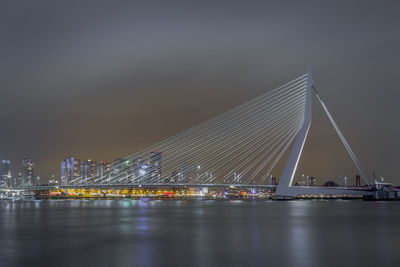 View of suspension bridge at night