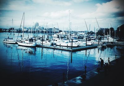 Boats in harbor