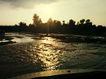 Scenic view of silhouette trees against sky at sunset