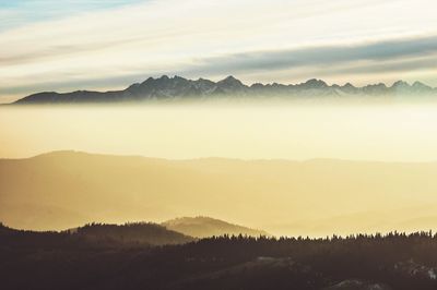 Scenic view of mountains against sky