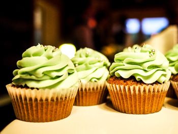 Close-up of cupcakes on table