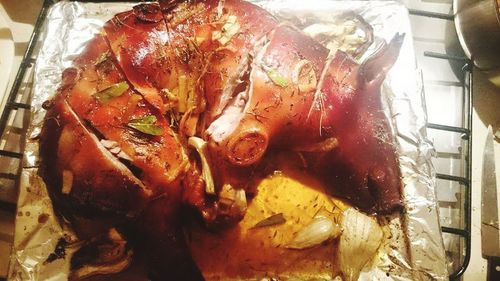 Close-up of roasted meat