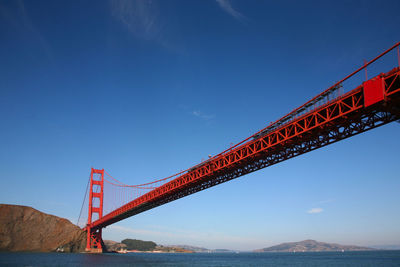Low angle view of suspension golden gate bridge against sky