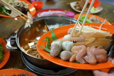 Close-up of food in bowl on table