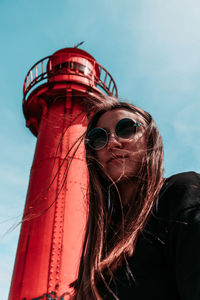 Portrait of woman wearing sunglasses