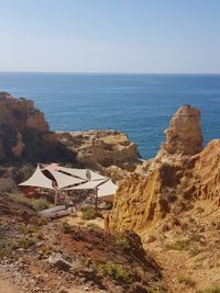 Scenic view of sea against clear sky