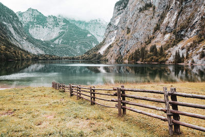 Scenic view of lake and mountains