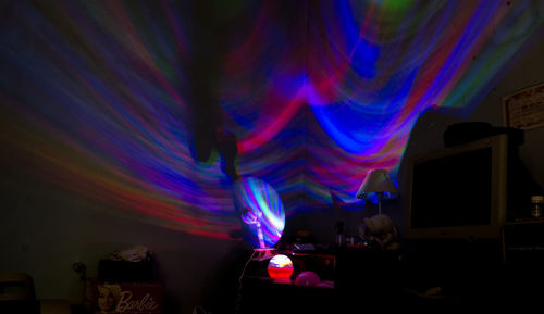 Multi colored light painting at night