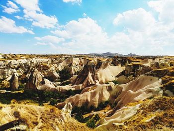 Panoramic view of rocks against sky