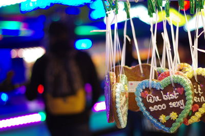 Close-up of heart shape decoration hanging