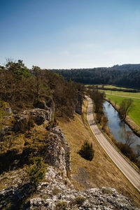 Scenic view of landscape against clear sky