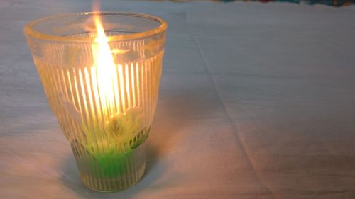 Close-up of illuminated candle