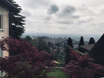 High angle view of buildings in city
