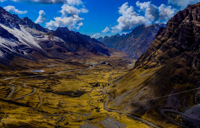 Scenic view of mountain range against sky