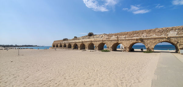 View of beach against blue sky