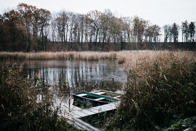 Scenic view of lake against trees