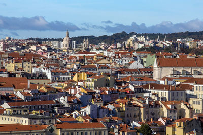 Lisboa old town miradouro high angle panoramic view, lisbon, portugal