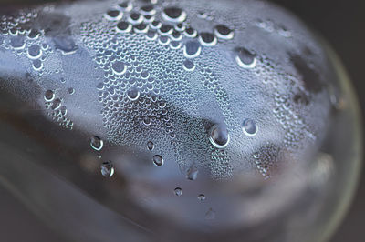 Close-up of water drops on glass