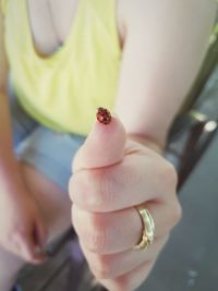 Close-up of insect on hand