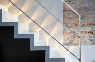 High angle view of spiral staircase at home