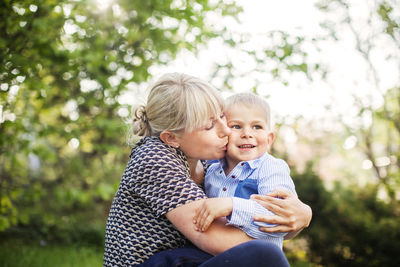 Portrait of mother and son