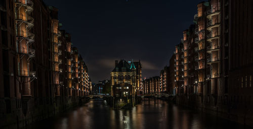 Illuminated city at night