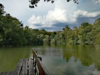 Scenic view of lake against sky