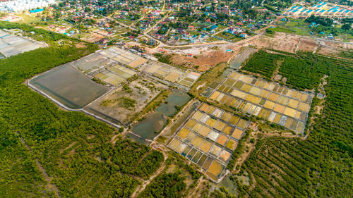 Aerial view of the salt farm, city of dar es salaam