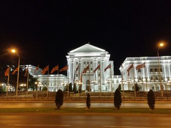 Facade of building at night