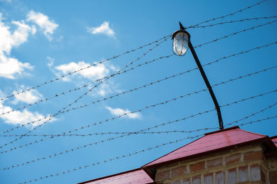 Low angle view of cables against sky