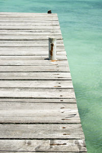 High angle view of wooden pier